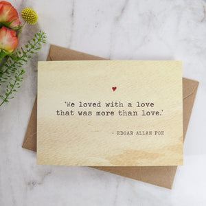 Literature Valentines Card Edgar Allan Poe Quote - Literary Emporium 