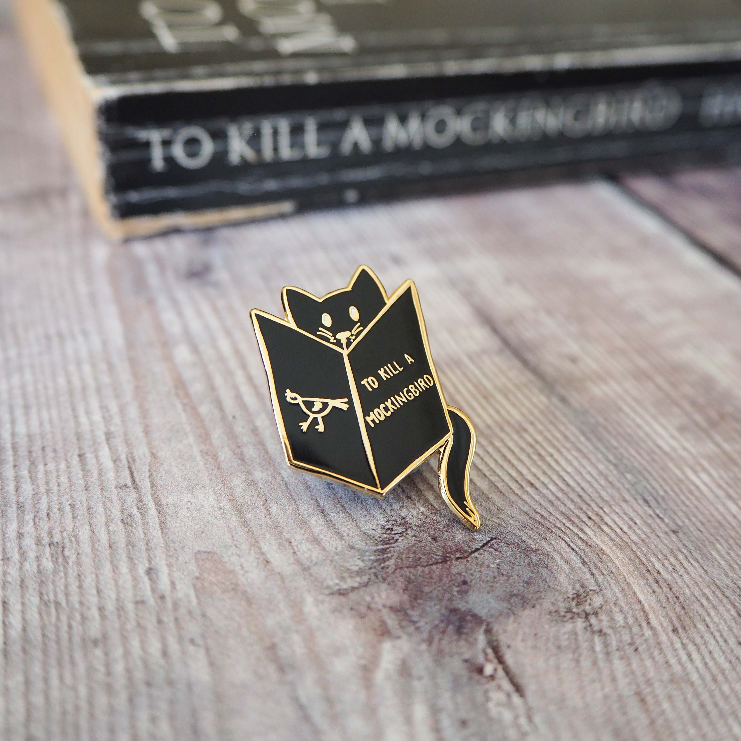Reading Cat Enamel Pin - Literary Emporium 