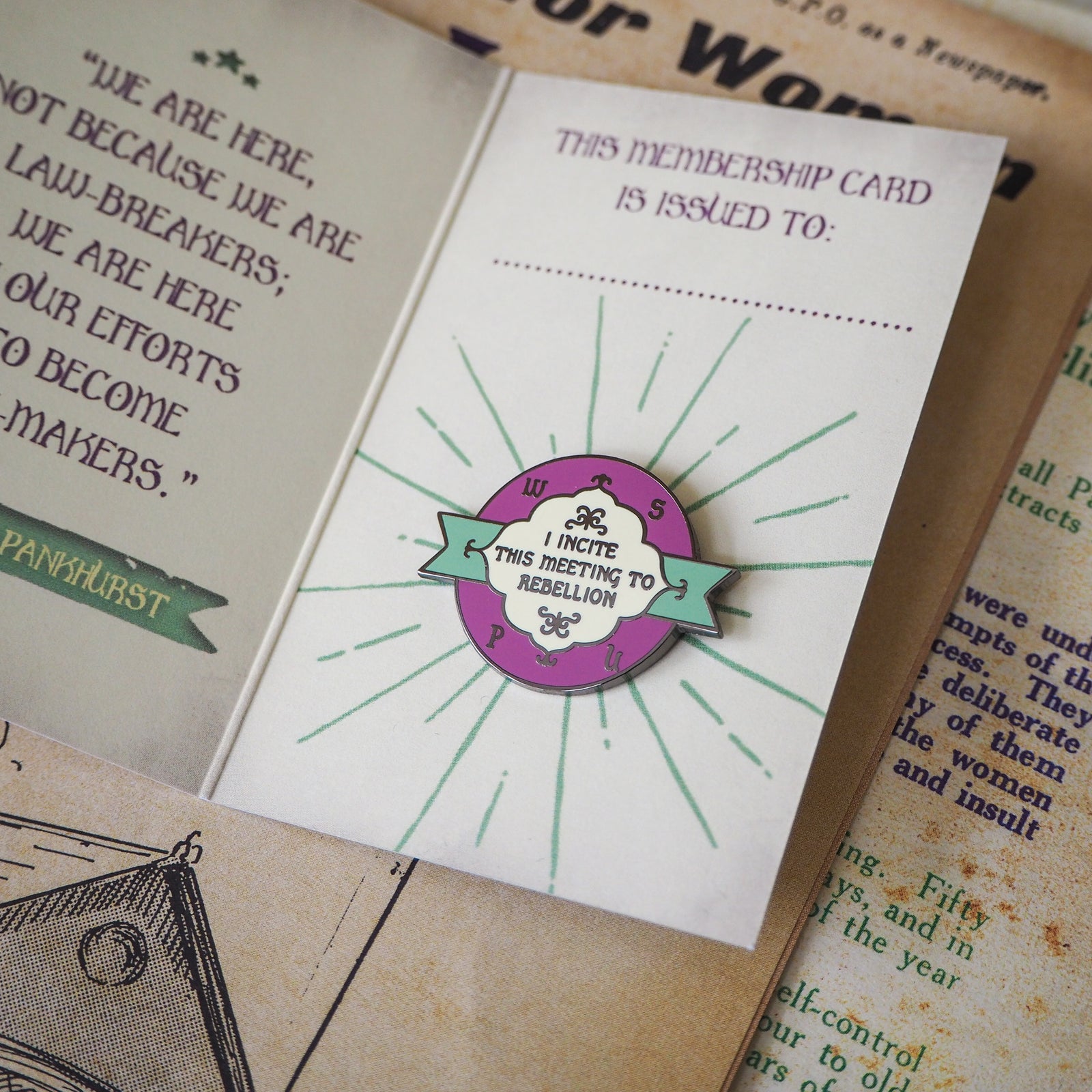 Rebellion Enamel Pin - Votes for Women Collection - Literary Emporium 