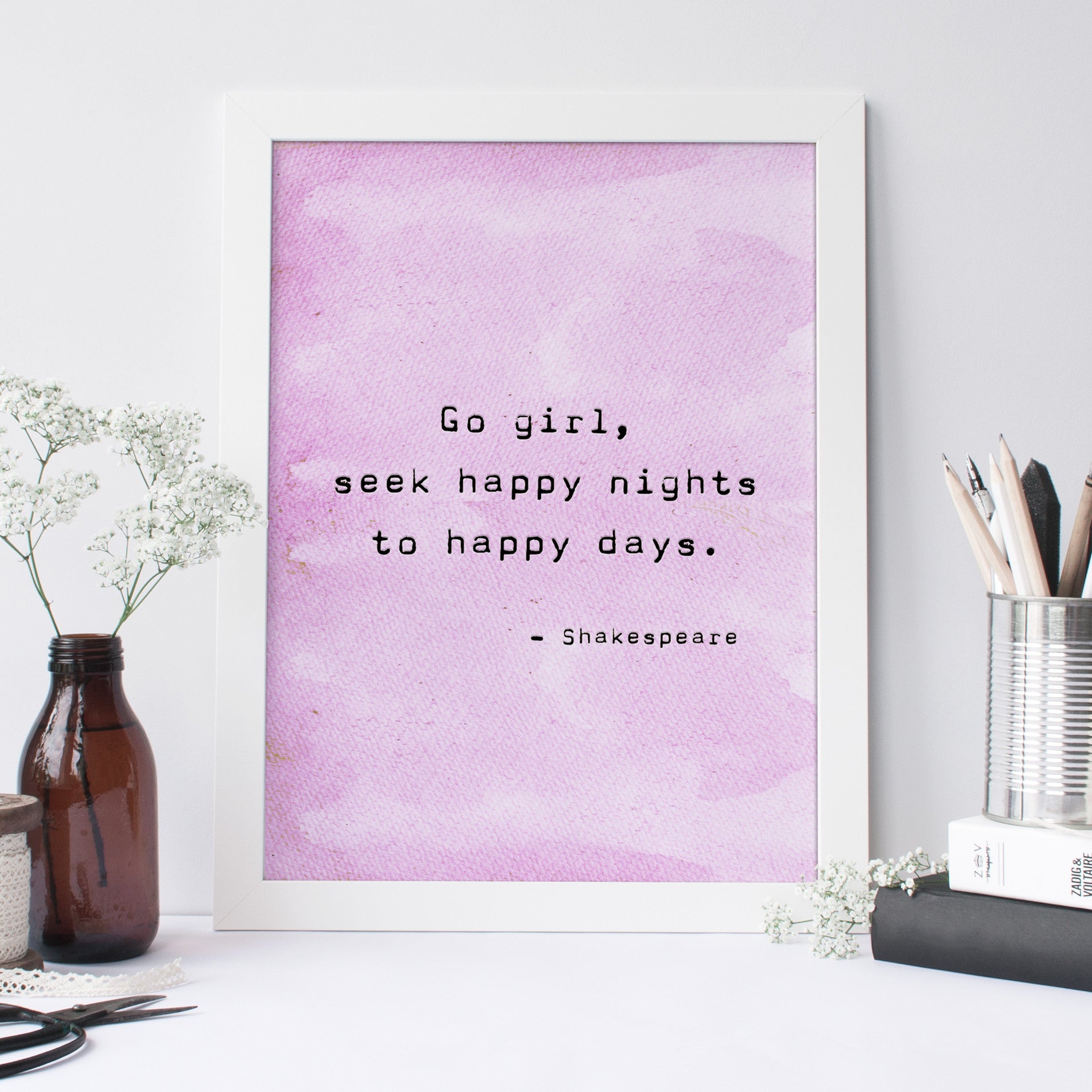 Shakespeare 'Go Girl' Typewriter Print - Literary Emporium 