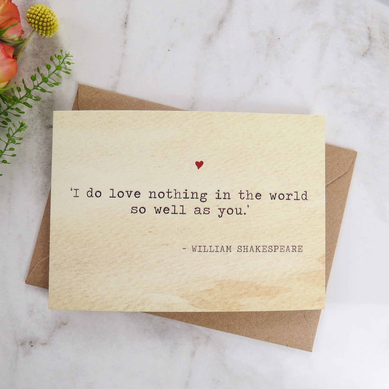 Literature Valentines Card Shakespeare Quote - Literary Emporium 