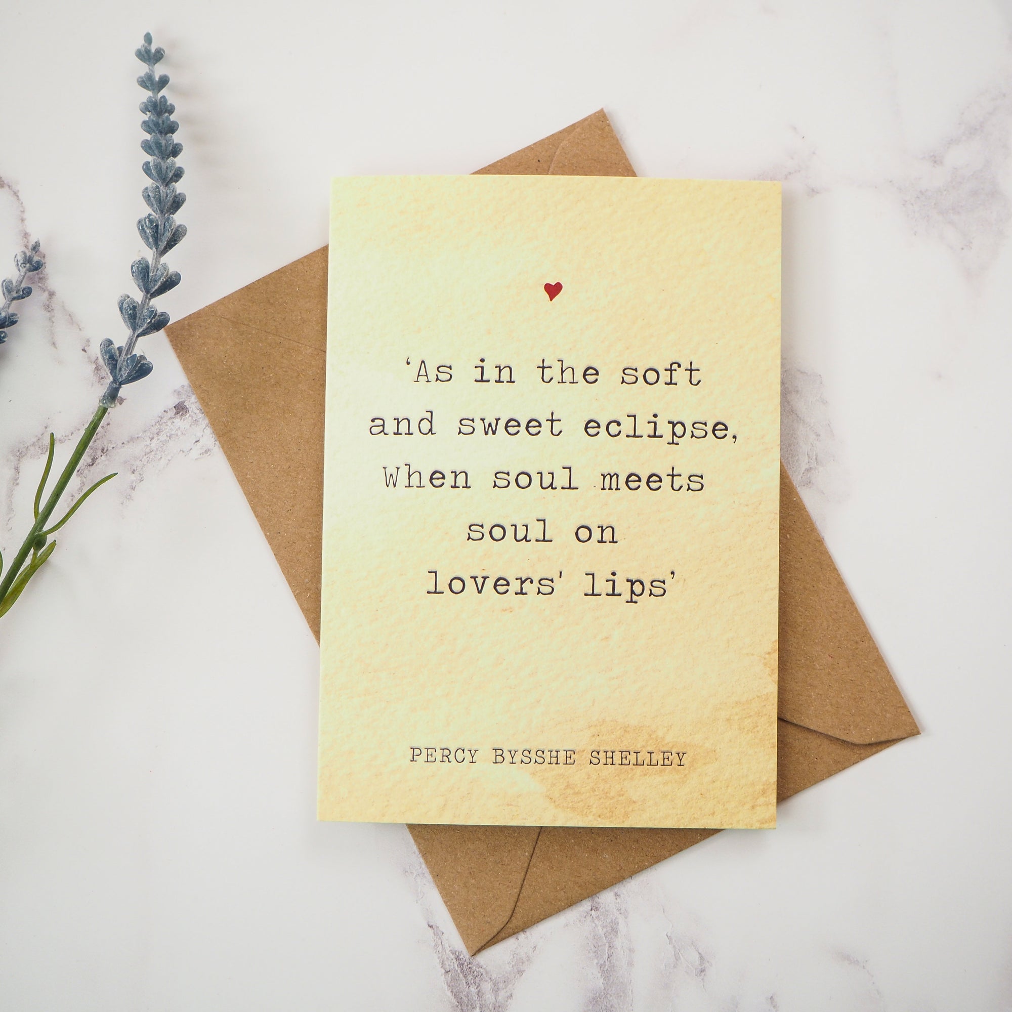 Literature Valentines Card Percy Shelley Quote - Literary Emporium 