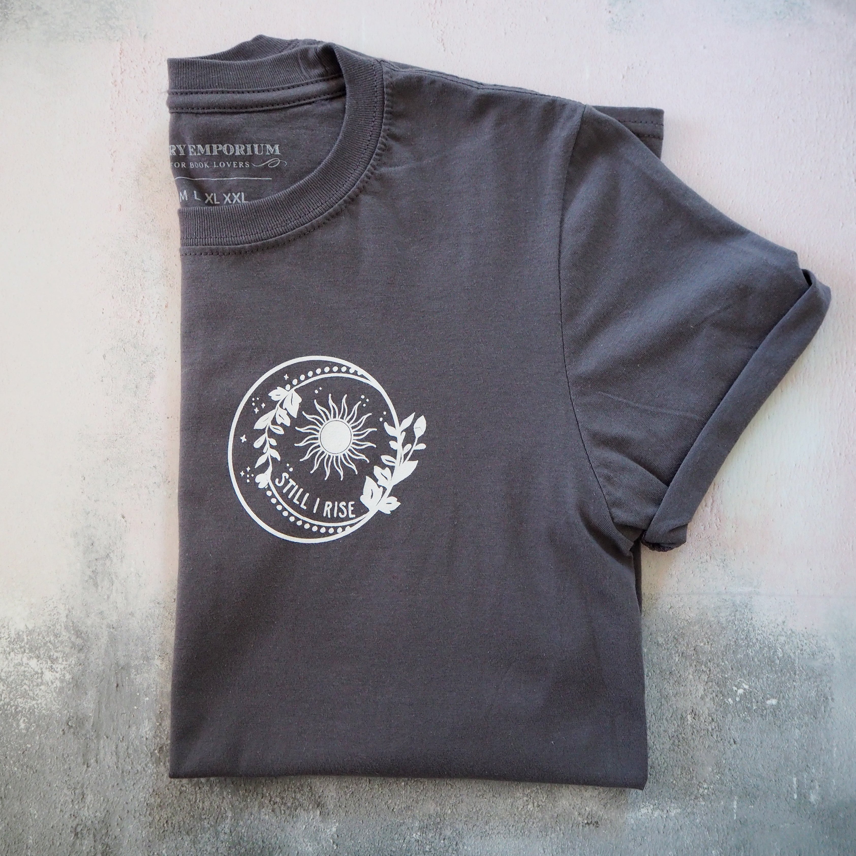 'Still I Rise' Dr Maya Angelou™ Charity T-Shirt - Charcoal - Literary Emporium 