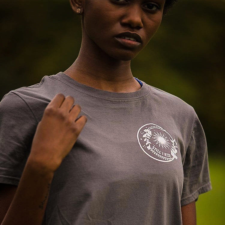 'Still I Rise' Dr Maya Angelou™ Charity T-Shirt - Charcoal - Literary Emporium 