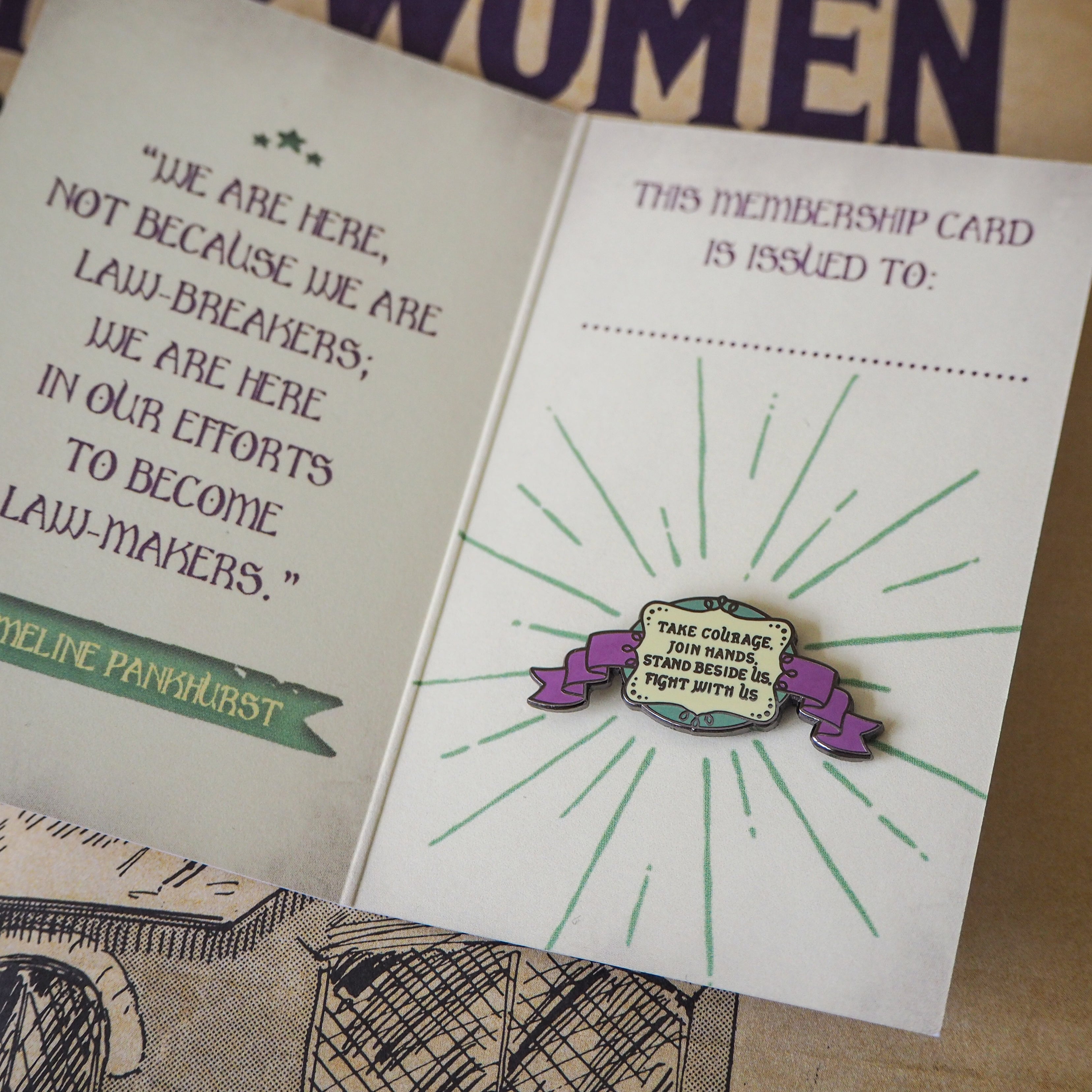 Take Courage Enamel Pin - Votes for Women Collection - Literary Emporium 