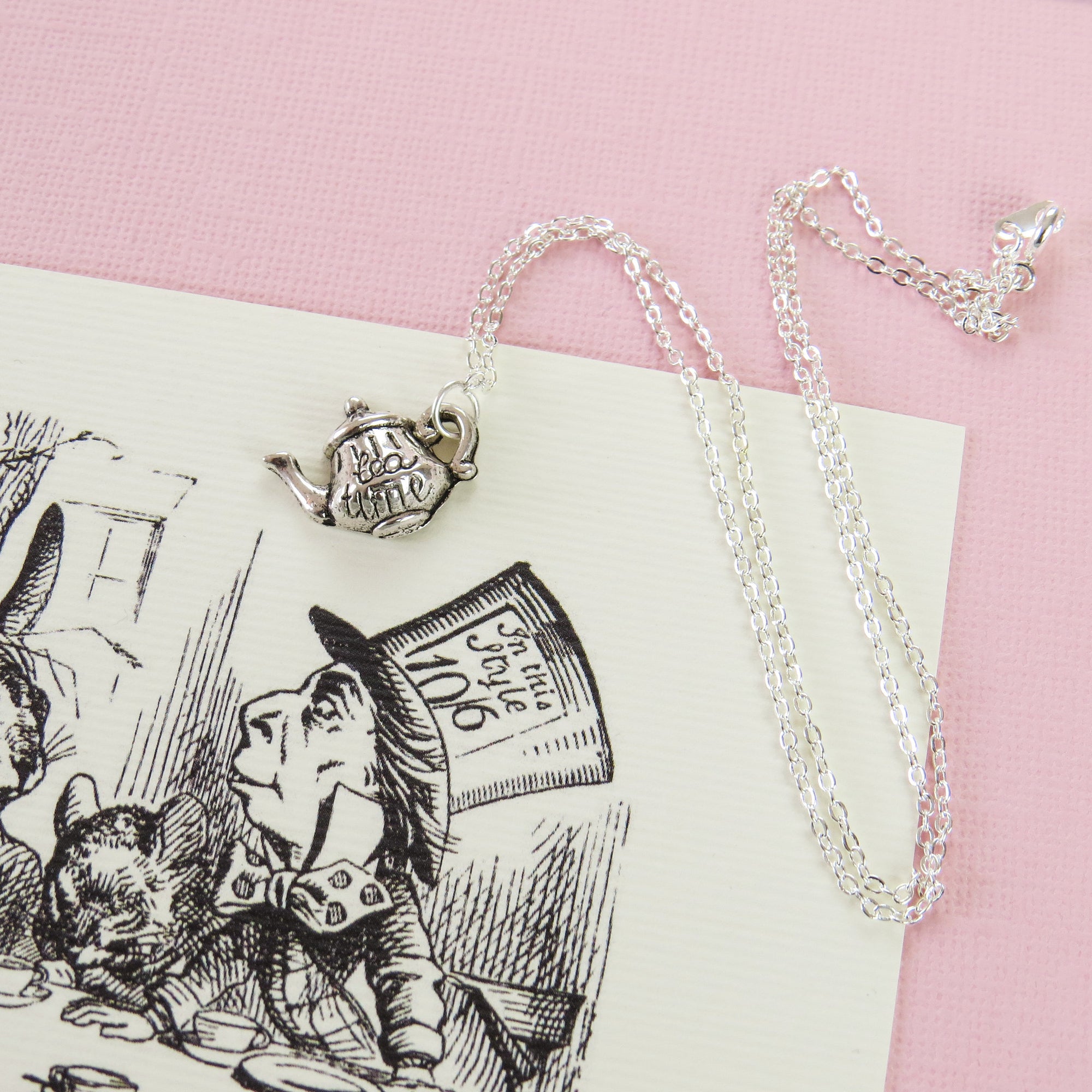 Alice In Wonderland Teapot Necklace Literature Gift for Book Lover
