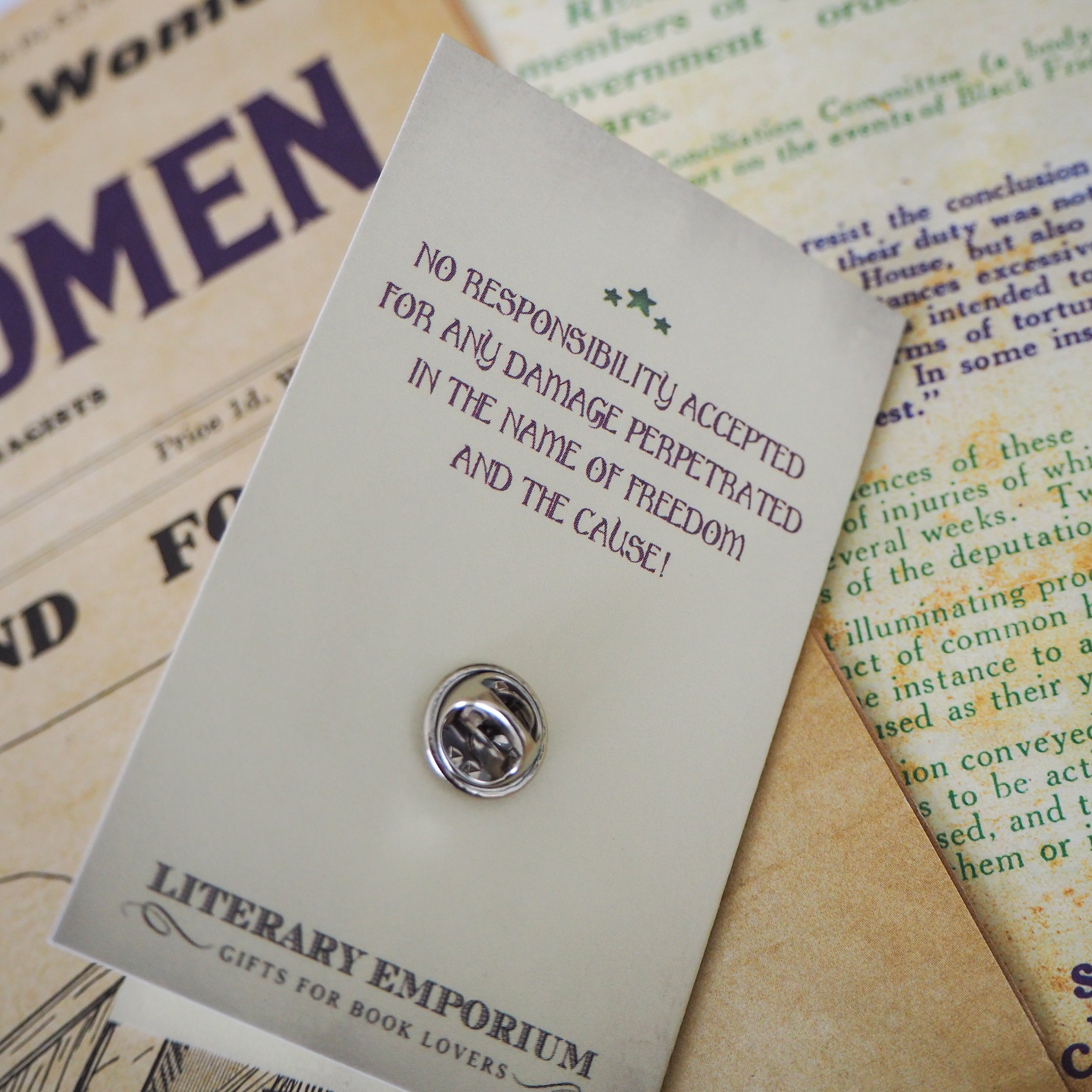 Rebellion Enamel Pin - Votes for Women Collection - Literary Emporium 