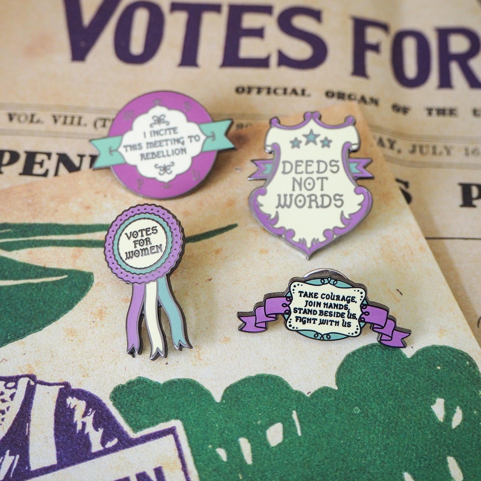 Votes for Women Enamel Pin Set - Literary Emporium 