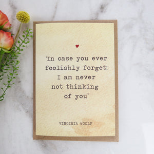 Literature Valentines Card Virginia Woolf Quote - Literary Emporium 